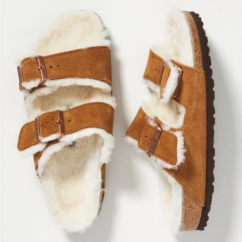 NWT Birkenstock Arizona Fur Lined Shearling Sandals